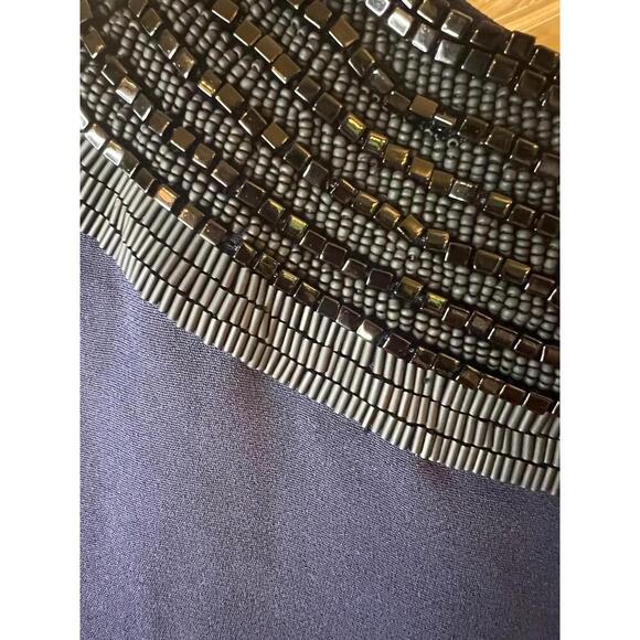 3.1 Phillip Lim Silk Navy Blue Beaded Collar Keyhole Back Sleeveless Blouse S - Picture 7 of 11